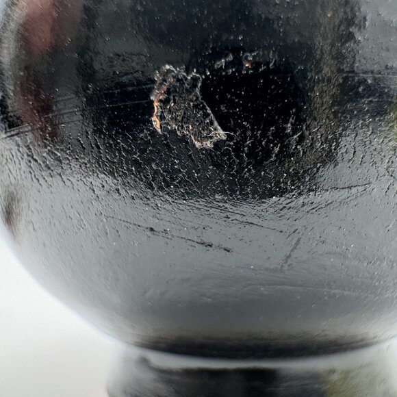 Ceramic Vase With Red & Yellow Floral Design Vintage Hand-Painted Black - Picture 7 of 12